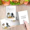 Load image into Gallery viewer, The inside of Tree-Free’s Use The Forks card, with the cover and envelope in the background.
