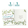 Load image into Gallery viewer, The cover and inside of Tree-Free’s Deepest Sympathy Card card, along with the following text: “1 greeting card, 1 matching envelope”