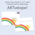 Load image into Gallery viewer, The envelope for Tree-Free’s Sunshine And Rainbows All Occasion Card card, along with the following text: “Every Tree-Free 5x7 card comes with a matching ARTvelope!”