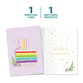 Load image into Gallery viewer, The cover and inside of Tree-Free’s Let's Eat Cake card, along with the following text: “1 greeting card, 1 matching envelope”