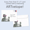 Load image into Gallery viewer, The envelope for Tree-Free’s With Age Comes Wisdom card, along with the following text: “Every Tree-Free 5x7 card comes with a matching ARTvelope!”