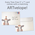 Load image into Gallery viewer, The envelope for Tree-Free’s Holy Cow card, along with the following text: “Every Tree-Free 5x7 card comes with a matching ARTvelope!”