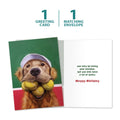 Load image into Gallery viewer, The cover and inside of Tree-Free’s A Lot Of Balls card, along with the following text: “1 greeting card, 1 matching envelope”