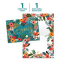 Load image into Gallery viewer, The cover and inside of Tree-Free’s Congrats Flowers Vibrant card, along with the following text: “1 greeting card, 1 matching envelope”