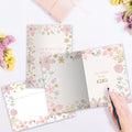 Load image into Gallery viewer, The inside of Tree-Free’s Be Kind Thank You Card card, with the cover and envelope in the background.