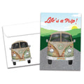 Load image into Gallery viewer, The cover of Tree-Free's Life Trip Hippie Bus card, along with its matching envelope.