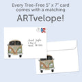 Load image into Gallery viewer, The envelope for Tree-Free’s Life Trip Hippie Bus card, along with the following text: “Every Tree-Free 5x7 card comes with a matching ARTvelope!”