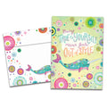Load image into Gallery viewer, The cover of Tree-Free's True to Yourself Narwhal card, along with its matching envelope.