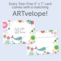 Load image into Gallery viewer, The envelope for Tree-Free’s True to Yourself Narwhal card, along with the following text: “Every Tree-Free 5x7 card comes with a matching ARTvelope!”