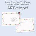 Load image into Gallery viewer, The envelope for Tree-Free’s Love Is Life card, along with the following text: “Every Tree-Free 5x7 card comes with a matching ARTvelope!”
