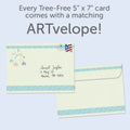 Load image into Gallery viewer, The envelope for Tree-Free’s Elephant Mobile card, along with the following text: “Every Tree-Free 5x7 card comes with a matching ARTvelope!”