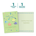 Load image into Gallery viewer, The cover and inside of Tree-Free’s Elephant Mobile card, along with the following text: “1 greeting card, 1 matching envelope”