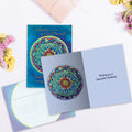 Load image into Gallery viewer, The inside of Tree-Free’s Celebrating the Day card, with the cover and envelope in the background.