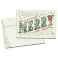 Load image into Gallery viewer, The cover of Tree-Free's Merry Little Christmas Drawn Christmas Card card, along with its matching envelope.