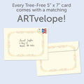 Load image into Gallery viewer, The envelope for Tree-Free’s Birthday Dreams card, along with the following text: “Every Tree-Free 5x7 card comes with a matching ARTvelope!”