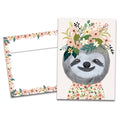 Load image into Gallery viewer, The cover of Tree-Free's Happy Sloth card, along with its matching envelope.