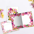 Load image into Gallery viewer, The inside of Tree-Free’s Hello All Occasion Card card, with the cover and envelope in the background.