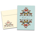 Load image into Gallery viewer, The cover of Tree-Free's Botanical Butterflies Thank You Card card, along with its matching envelope.