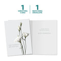 Load image into Gallery viewer, The cover and inside of Tree-Free’s Elegant Thoughts Sympathy Card card, along with the following text: “1 greeting card, 1 matching envelope”