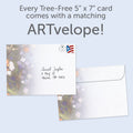 Load image into Gallery viewer, The envelope for Tree-Free’s Glowing Garden Sympathy Card card, along with the following text: “Every Tree-Free 5x7 card comes with a matching ARTvelope!”