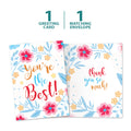 Load image into Gallery viewer, The cover and inside of Tree-Free’s Best Thank You Card card, along with the following text: “1 greeting card, 1 matching envelope”