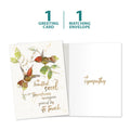 Load image into Gallery viewer, The cover and inside of Tree-Free’s Graced Sympathy Card card, along with the following text: “1 greeting card, 1 matching envelope”