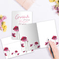 Load image into Gallery viewer, The inside of Tree-Free’s Gratitude Blossoms card, with the cover and envelope in the background.