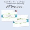 Load image into Gallery viewer, The envelope for Tree-Free’s Birthday Floral card, along with the following text: “Every Tree-Free 5x7 card comes with a matching ARTvelope!”