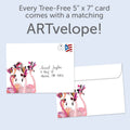 Load image into Gallery viewer, The envelope for Tree-Free’s Flocking Birthday card, along with the following text: “Every Tree-Free 5x7 card comes with a matching ARTvelope!”