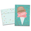 Load image into Gallery viewer, The cover of Tree-Free's Freezer Ice Cream card, along with its matching envelope.