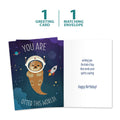 Load image into Gallery viewer, The cover and inside of Tree-Free’s Otter This World card, along with the following text: “1 greeting card, 1 matching envelope”