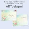 Load image into Gallery viewer, The envelope for Tree-Free’s Primavera Thanks card, along with the following text: “Every Tree-Free 5x7 card comes with a matching ARTvelope!”