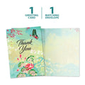 Load image into Gallery viewer, The cover and inside of Tree-Free’s Primavera Thank You Card card, along with the following text: “1 greeting card, 1 matching envelope”