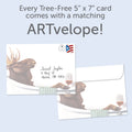Load image into Gallery viewer, The envelope for Tree-Free’s Relaxing Birthday card, along with the following text: “Every Tree-Free 5x7 card comes with a matching ARTvelope!”