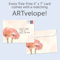 Load image into Gallery viewer, The envelope for Tree-Free’s Floral Watercolor Sympathy card, along with the following text: “Every Tree-Free 5x7 card comes with a matching ARTvelope!”