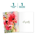 Load image into Gallery viewer, The cover and inside of Tree-Free’s Floral Watercolor Sympathy Card card, along with the following text: “1 greeting card, 1 matching envelope”