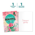 Load image into Gallery viewer, The cover and inside of Tree-Free’s Inside And Out Beauty Thinking Of You Card card, along with the following text: “1 greeting card, 1 matching envelope”