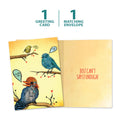 Load image into Gallery viewer, The cover and inside of Tree-Free’s Thankful Birds Thank You Card card, along with the following text: “1 greeting card, 1 matching envelope”