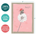 Load image into Gallery viewer, The cover of Tree-Free’s Hey Mouse Thinking Of You Card card with lines demonstrating its 5x7 dimensions, along with the following text: “100% PCW recycled paper, proudly made in the USA, sustainably printed on extra-thick card stock”