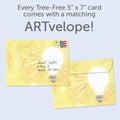 Load image into Gallery viewer, The envelope for Tree-Free’s Brighten My World card, along with the following text: “Every Tree-Free 5x7 card comes with a matching ARTvelope!”