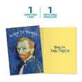 Load image into Gallery viewer, The cover and inside of Tree-Free’s Way to Gogh card, along with the following text: “1 greeting card, 1 matching envelope”