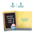 Load image into Gallery viewer, The cover and inside of Tree-Free’s Birthday Calories card, along with the following text: “1 greeting card, 1 matching envelope”