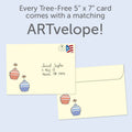 Load image into Gallery viewer, The envelope for Tree-Free’s One Wish card, along with the following text: “Every Tree-Free 5x7 card comes with a matching ARTvelope!”