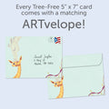 Load image into Gallery viewer, The envelope for Tree-Free’s Giraffe Mom card, along with the following text: “Every Tree-Free 5x7 card comes with a matching ARTvelope!”