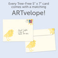Load image into Gallery viewer, The envelope for Tree-Free’s Sunshine Season card, along with the following text: “Every Tree-Free 5x7 card comes with a matching ARTvelope!”