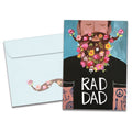 Load image into Gallery viewer, The cover of Tree-Free's Rad Dad card, along with its matching envelope.