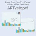 Load image into Gallery viewer, The envelope for Tree-Free’s Woohoo Congrats Graduation Card card, along with the following text: “Every Tree-Free 5x7 card comes with a matching ARTvelope!”