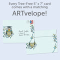 Load image into Gallery viewer, The envelope for Tree-Free’s Graduation Owl card, along with the following text: “Every Tree-Free 5x7 card comes with a matching ARTvelope!”