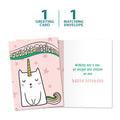Load image into Gallery viewer, The cover and inside of Tree-Free’s Magical Cat Unicorn card, along with the following text: “1 greeting card, 1 matching envelope”