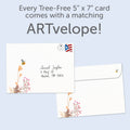 Load image into Gallery viewer, The envelope for Tree-Free’s You're The Bees Knees card, along with the following text: “Every Tree-Free 5x7 card comes with a matching ARTvelope!”